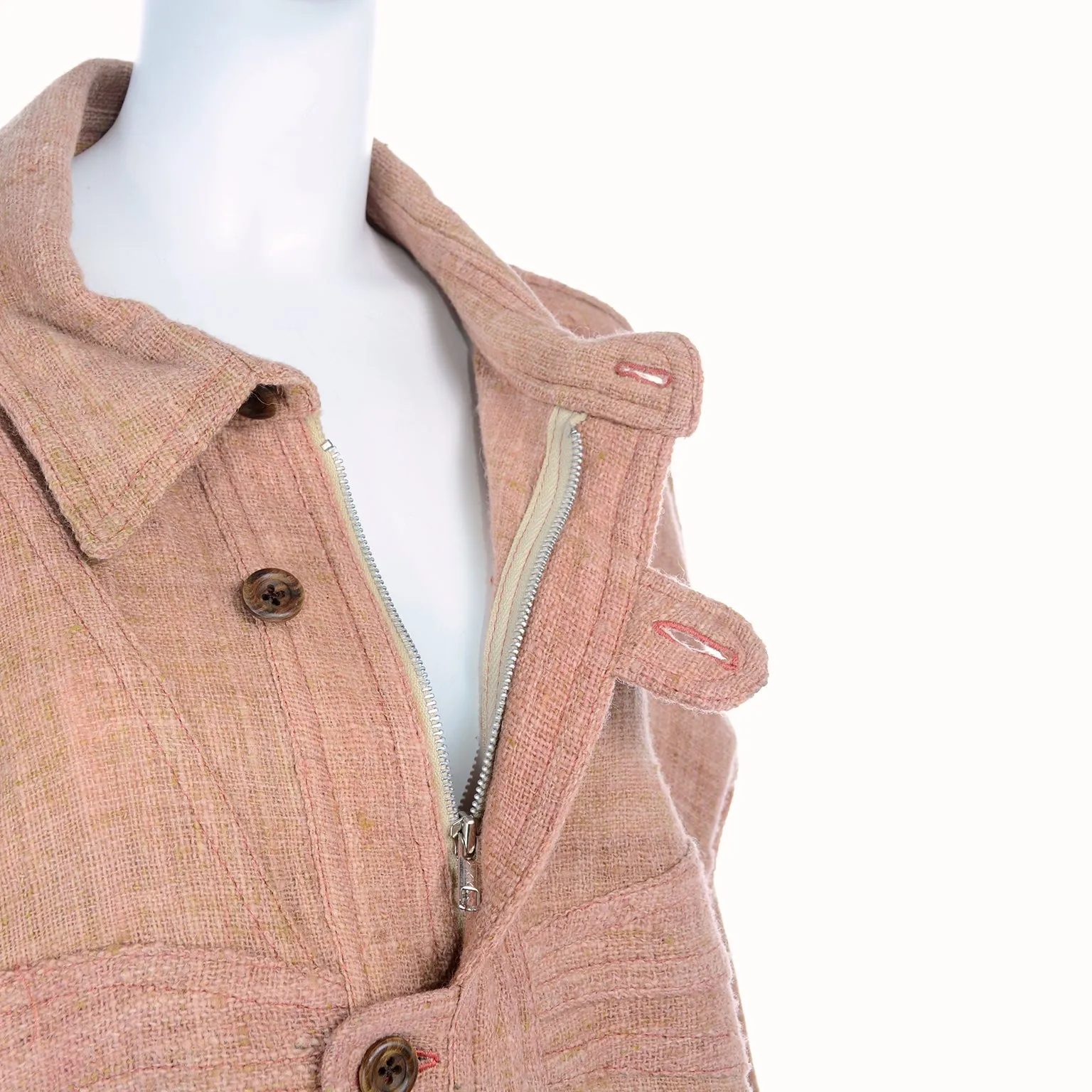 1980s Muted Pink Wool Handwoven Bolivian Vintage Jacket