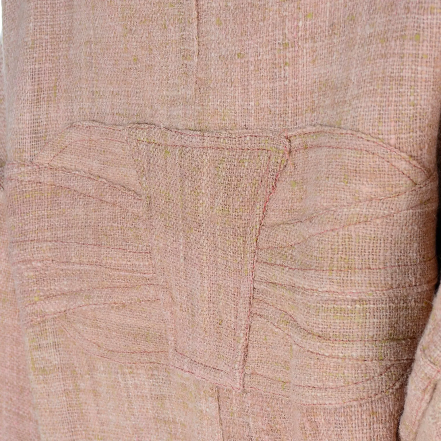 1980s Muted Pink Wool Handwoven Bolivian Vintage Jacket