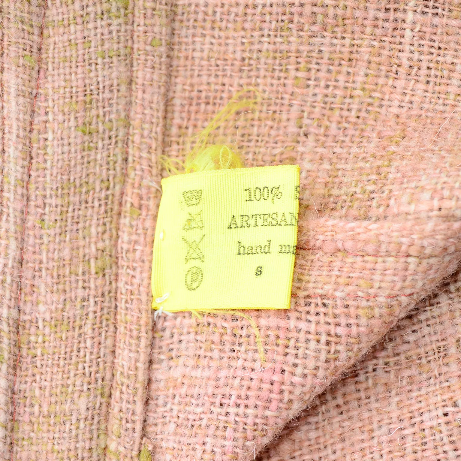 1980s Muted Pink Wool Handwoven Bolivian Vintage Jacket