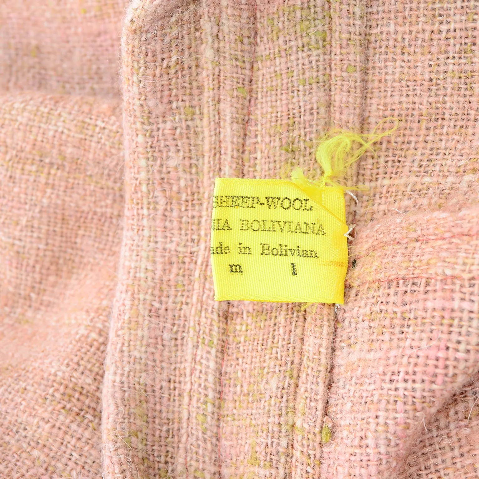 1980s Muted Pink Wool Handwoven Bolivian Vintage Jacket