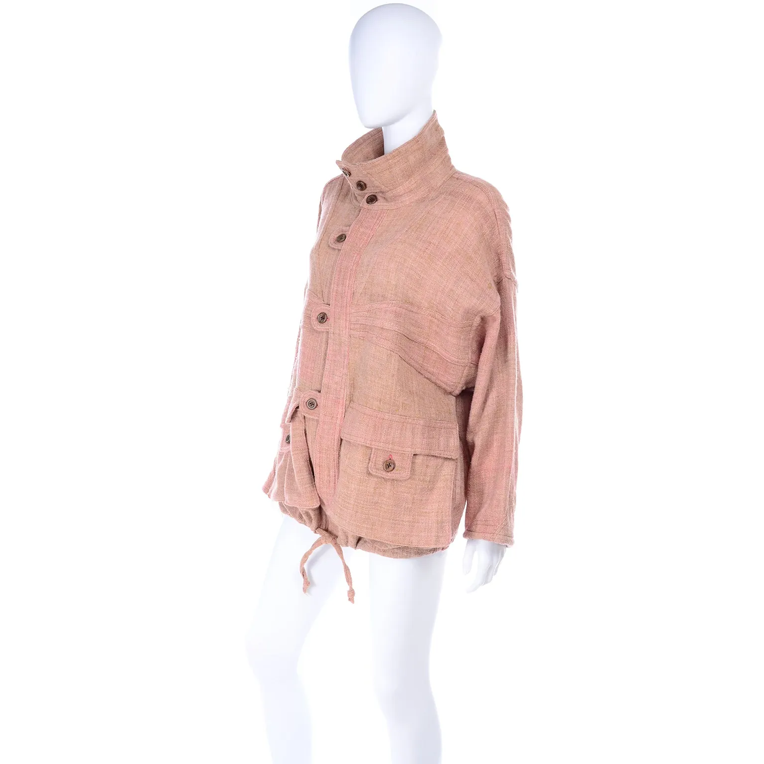 1980s Muted Pink Wool Handwoven Bolivian Vintage Jacket