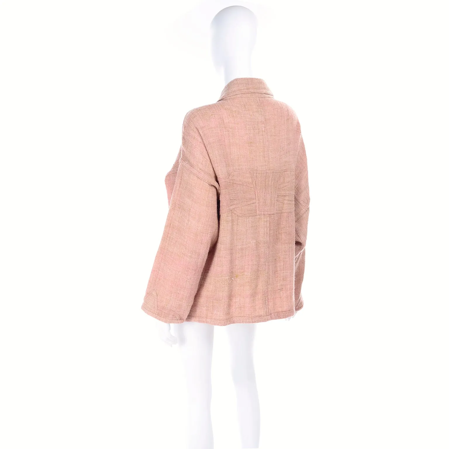 1980s Muted Pink Wool Handwoven Bolivian Vintage Jacket