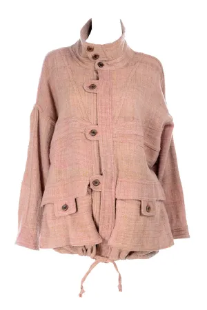 1980s Muted Pink Wool Handwoven Bolivian Vintage Jacket