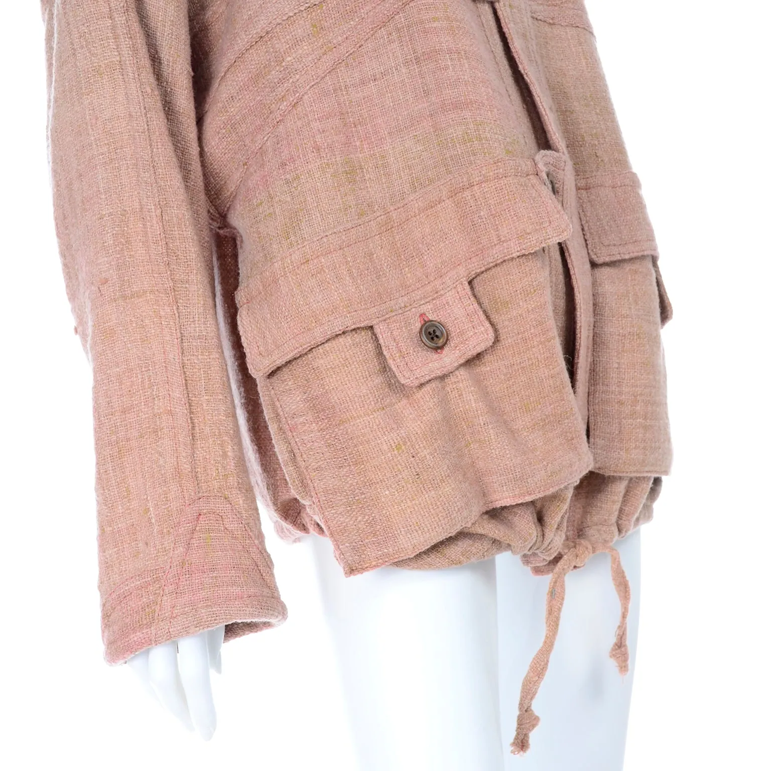 1980s Muted Pink Wool Handwoven Bolivian Vintage Jacket