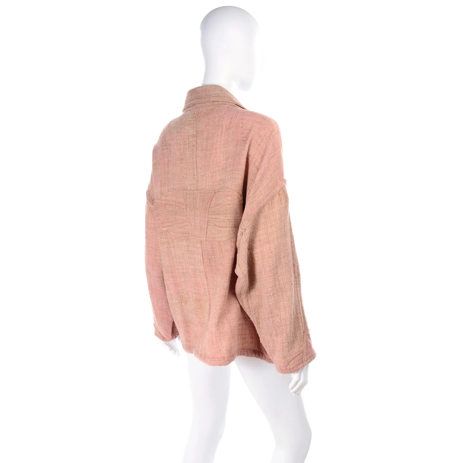 1980s Muted Pink Wool Handwoven Bolivian Vintage Jacket