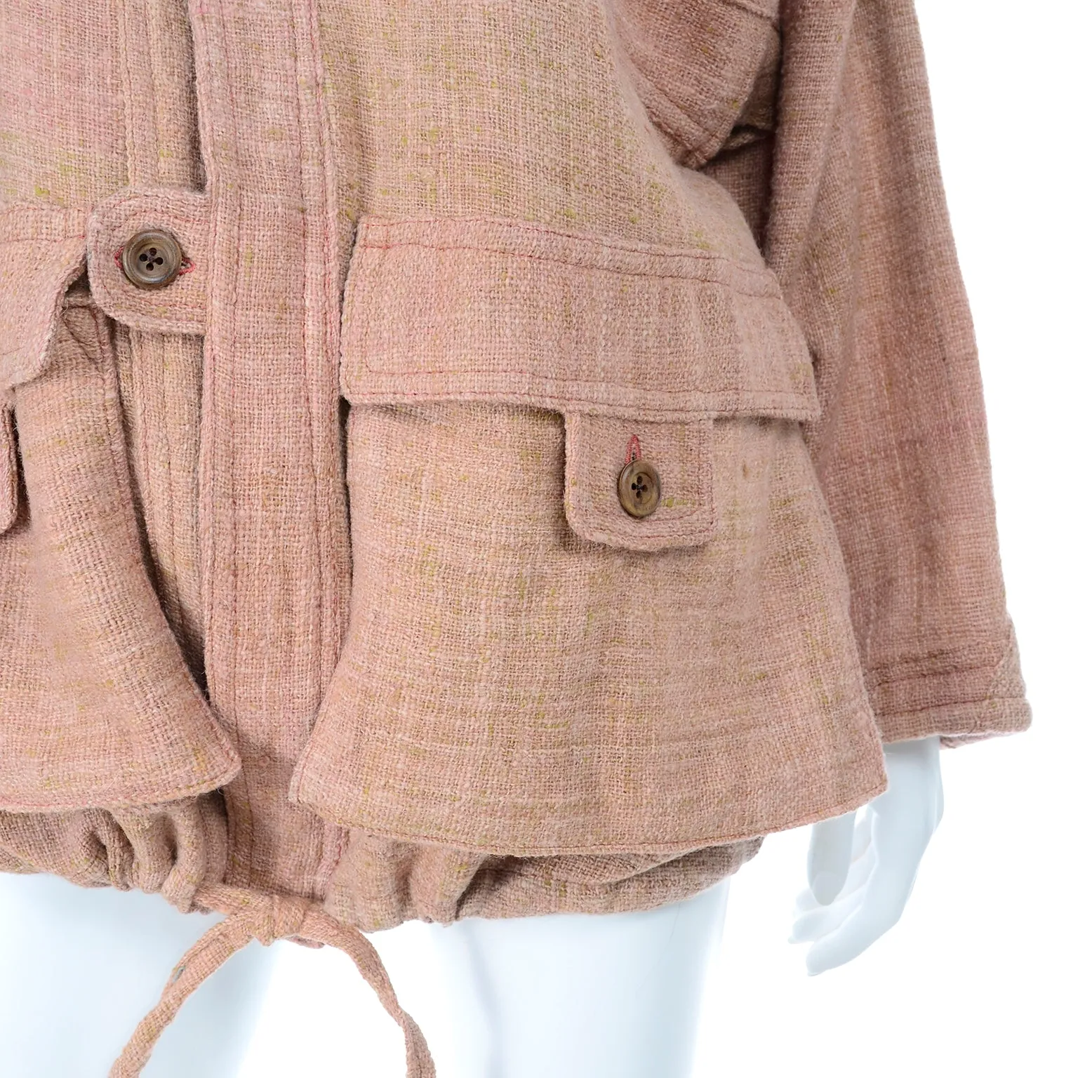 1980s Muted Pink Wool Handwoven Bolivian Vintage Jacket