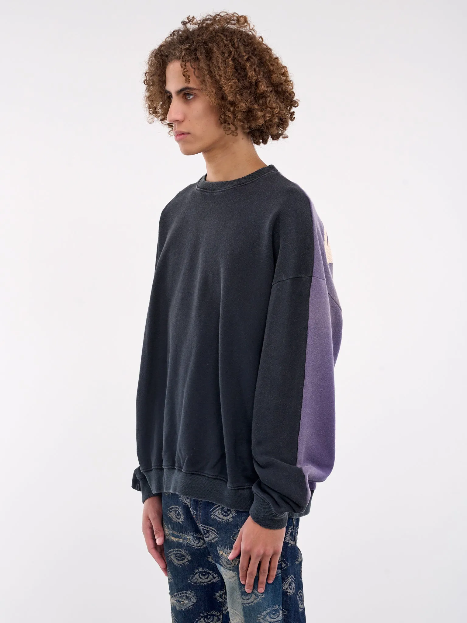 2Tone Bone Knit Sweater (EK-1139LCA-BLACK-PURPLE)