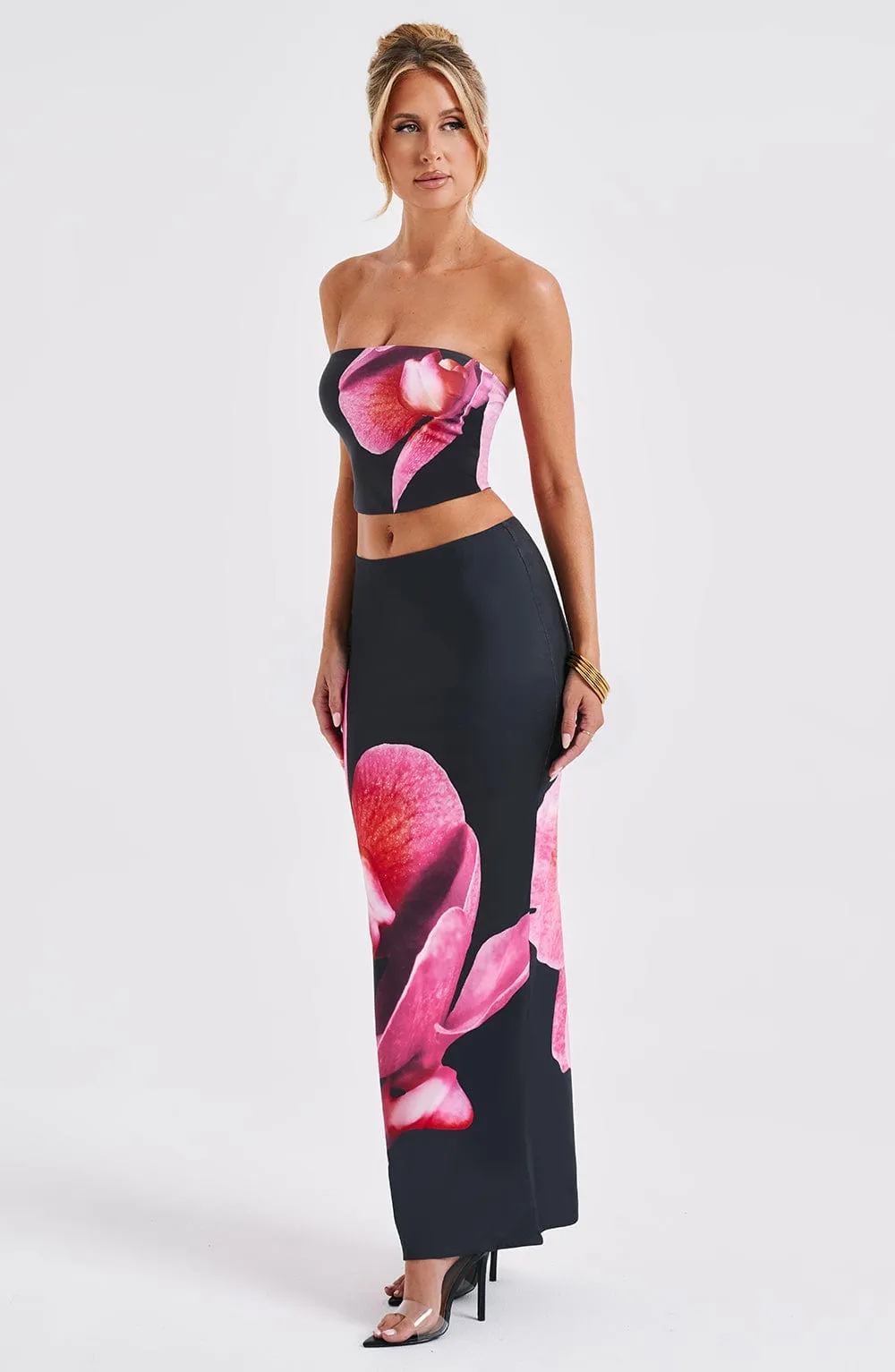 Allegra Maxi Skirt Trendy - Black Floral Print