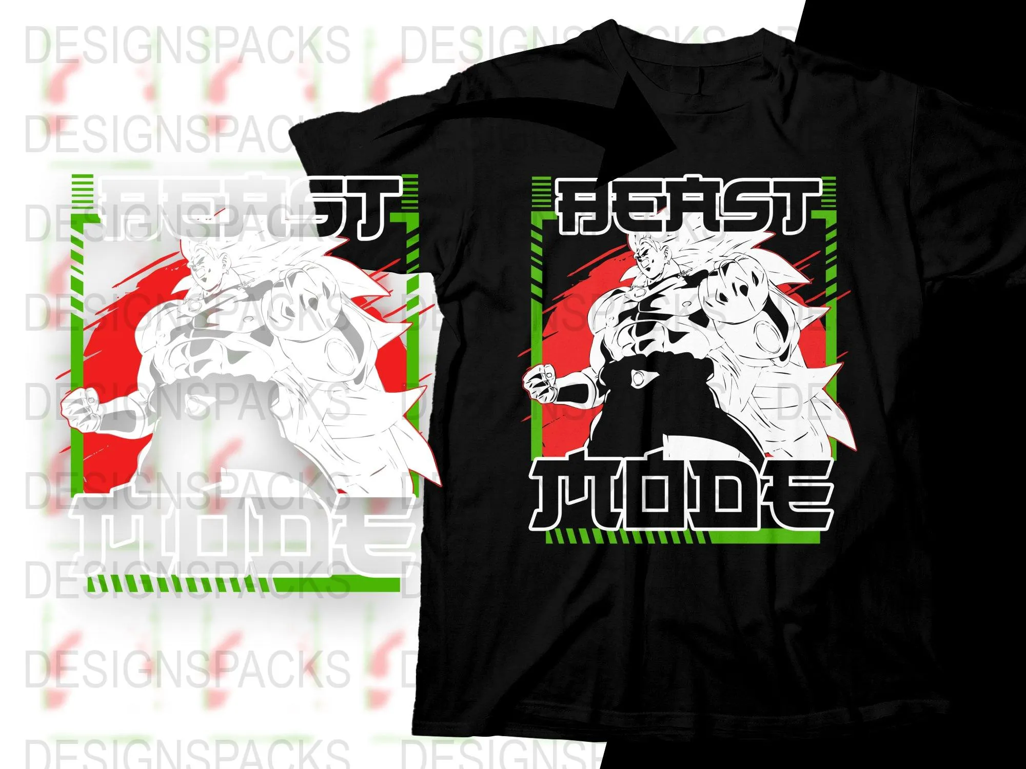 Anime Broly Beast Mode Graphic Design Png Digital Download