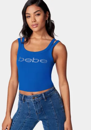 Bebe Logo Rib Cropped Top