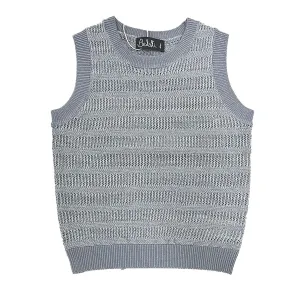 Belati Iris Flower Pointelle Row Marled Knit Vest