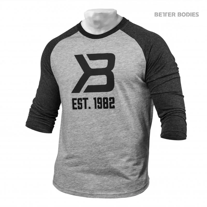 Better Bodies Mens Baseball Tee - Grey Melange-Antracite