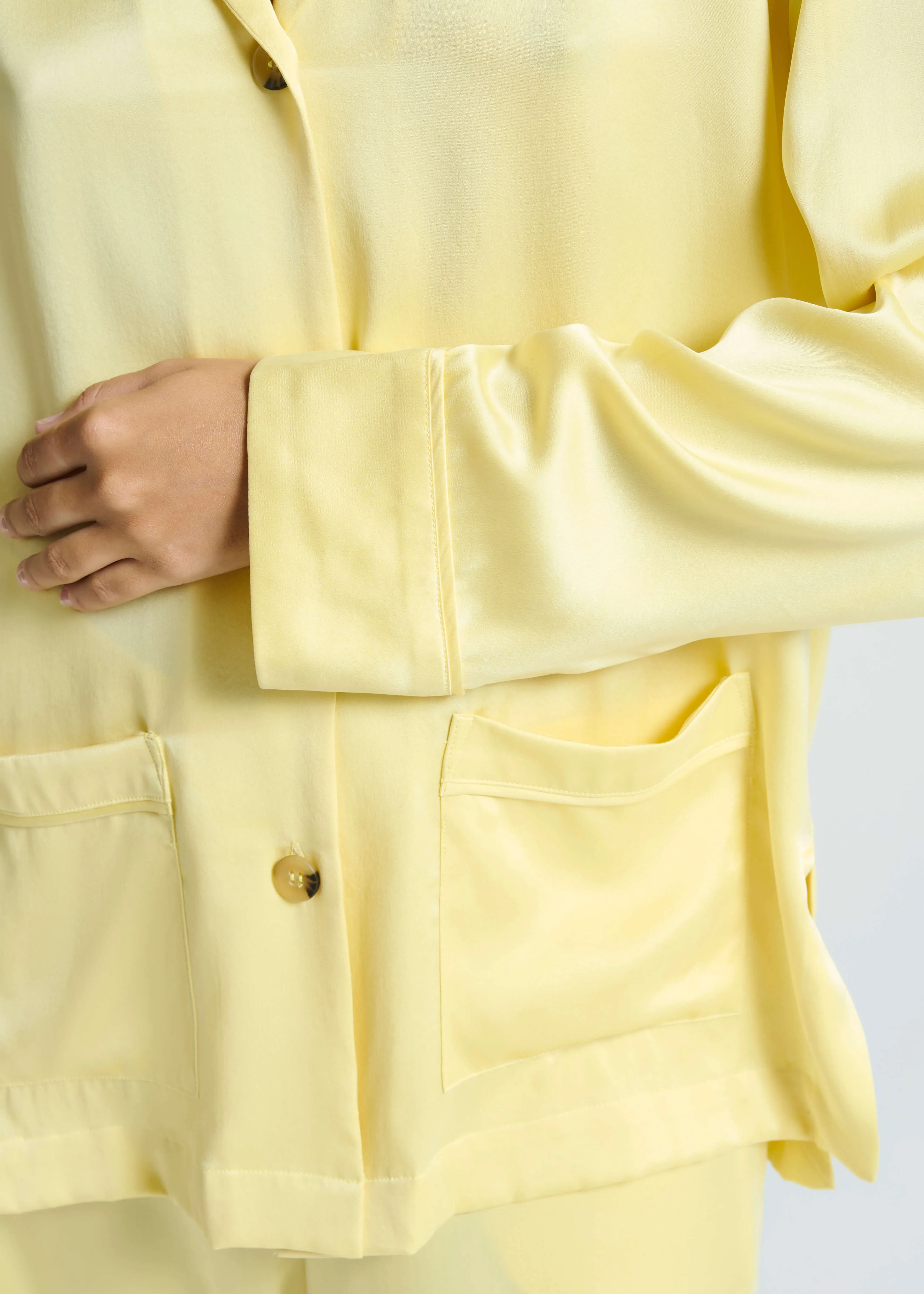 Beverly Shirt Lemon Silk Charmeuse