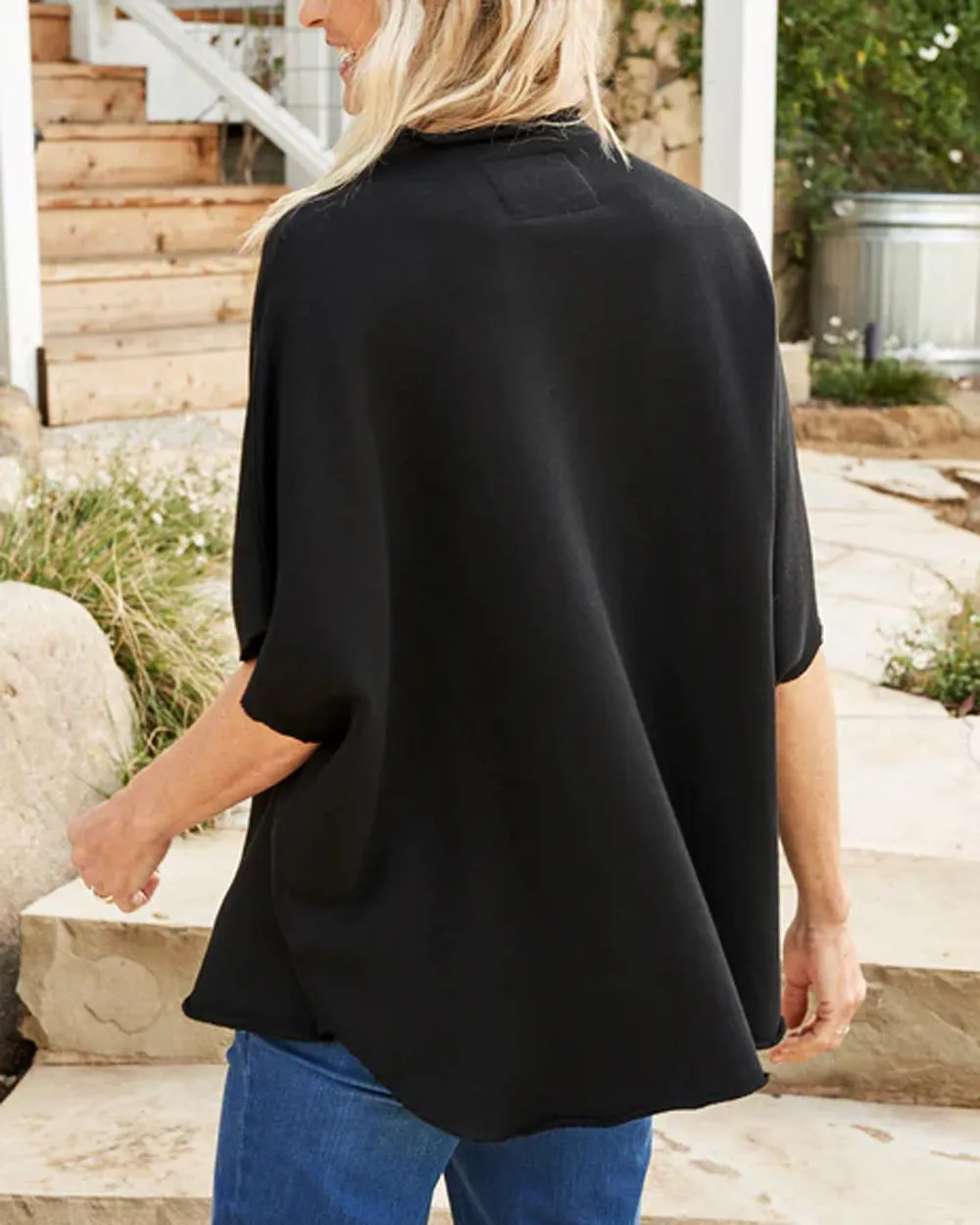 Black Audrey Funnel Neck Capelet