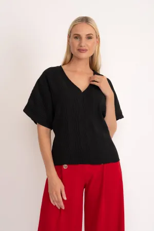 Black Wavy Crinkle Top