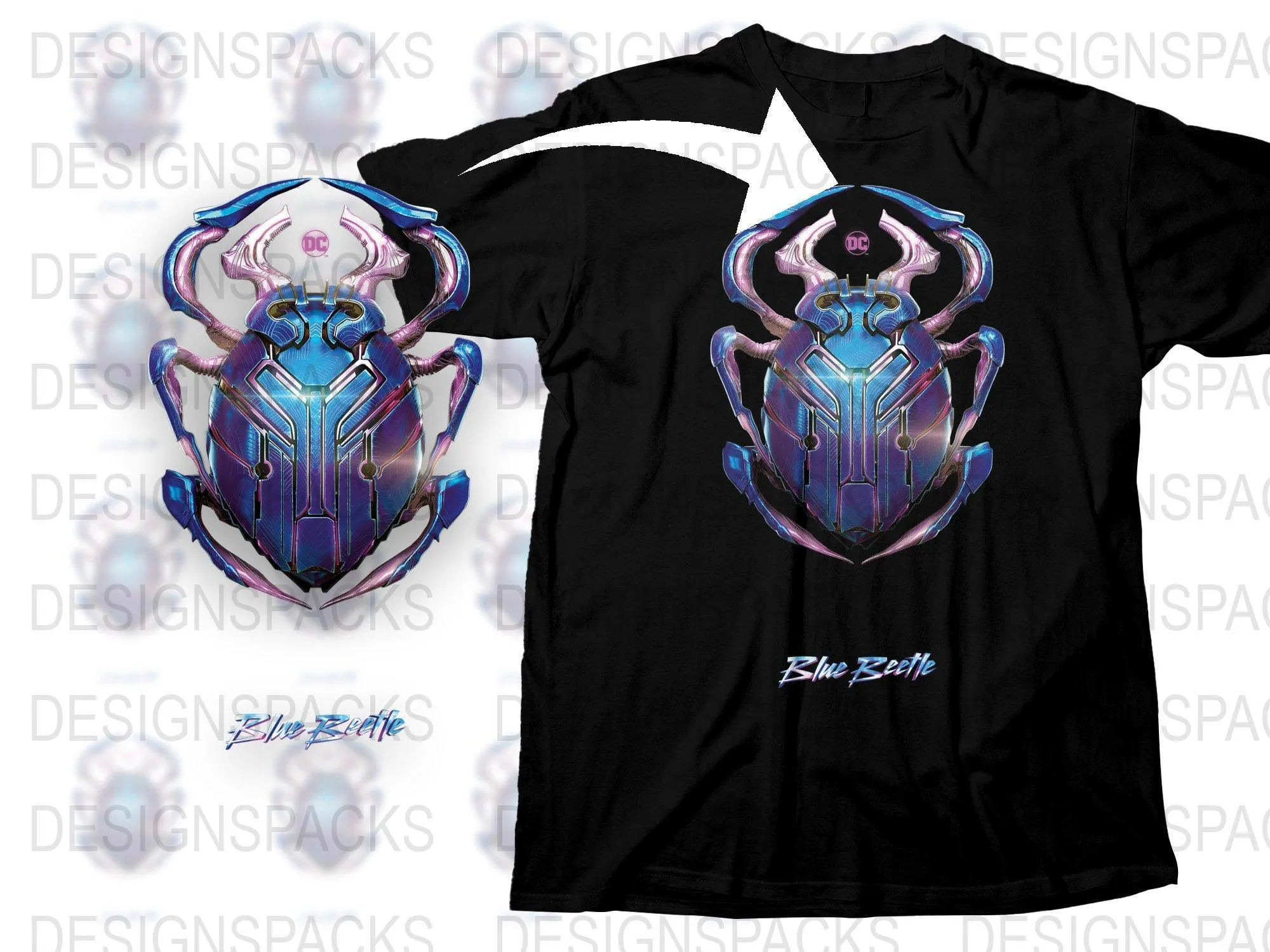 Blue Beetle Sleek Futuristic Design Graphic Png Digital Download