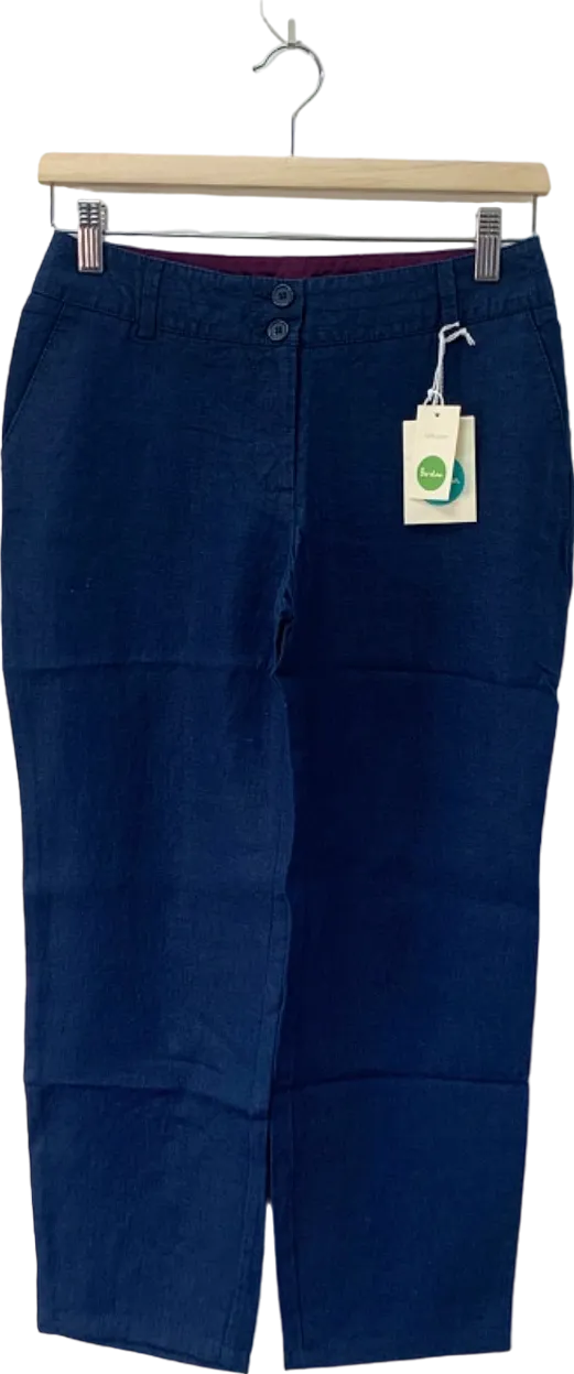 Boden Navy Wide-Leg Linen Trousers UK 6P