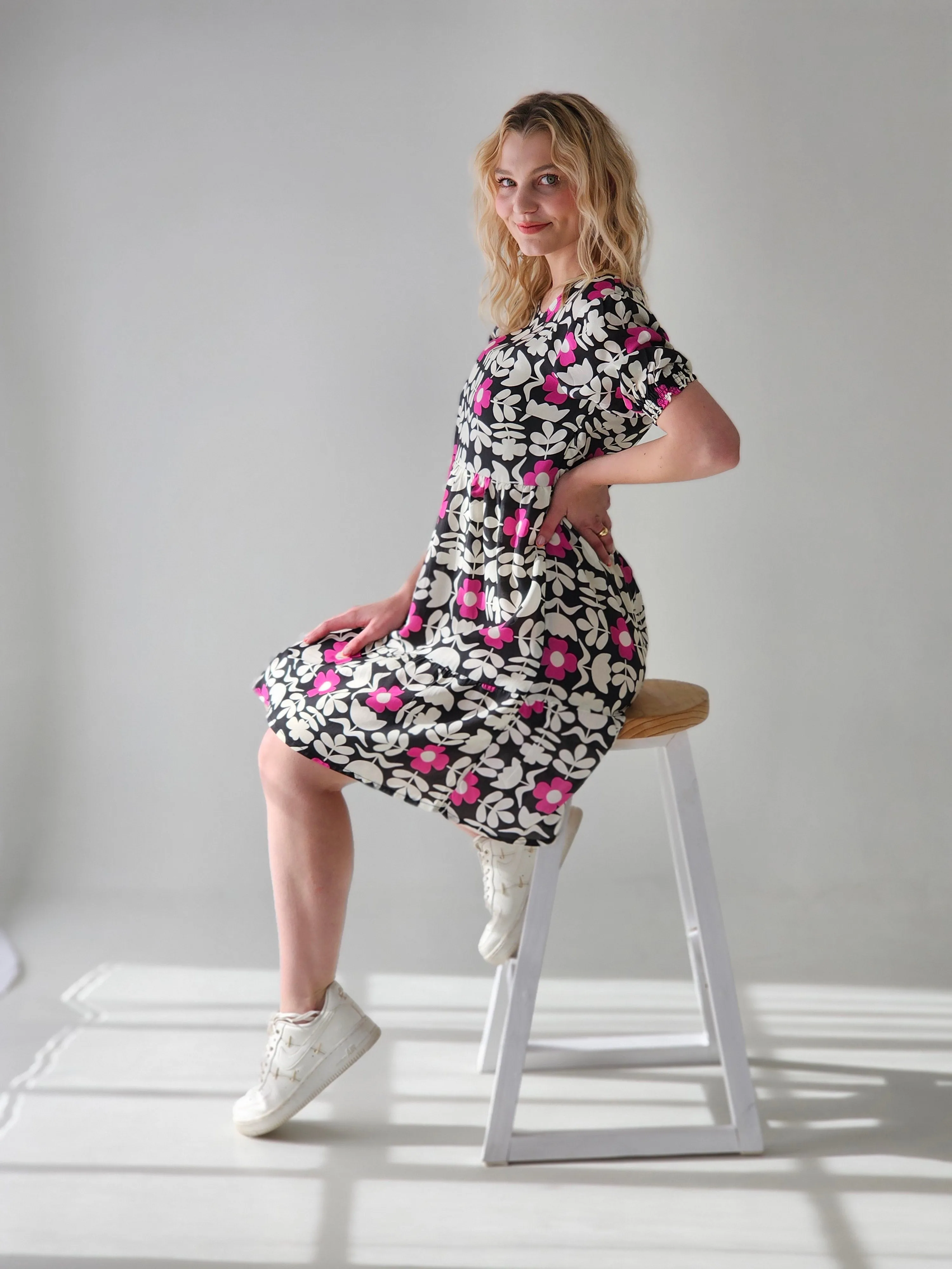 Brooklyn Dress Mono Bloom