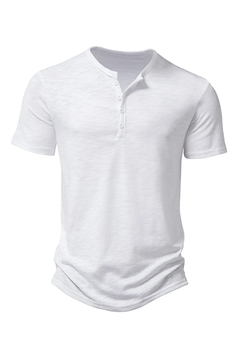 Button Black Summer Short Sleeves Tops for Men