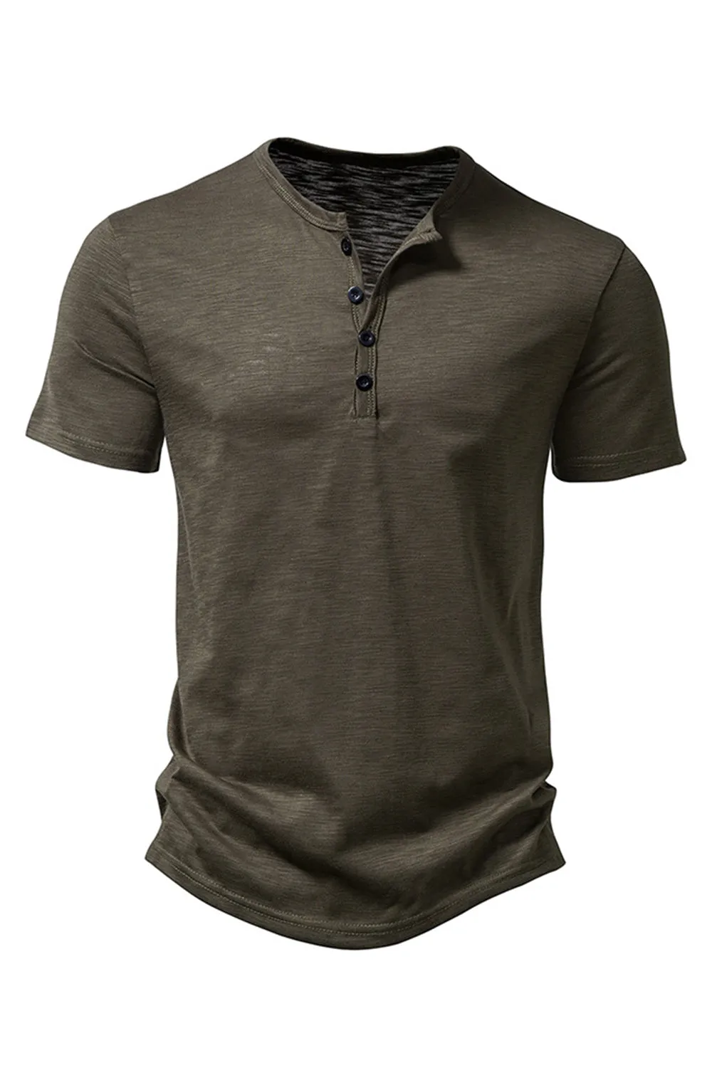 Button Black Summer Short Sleeves Tops for Men