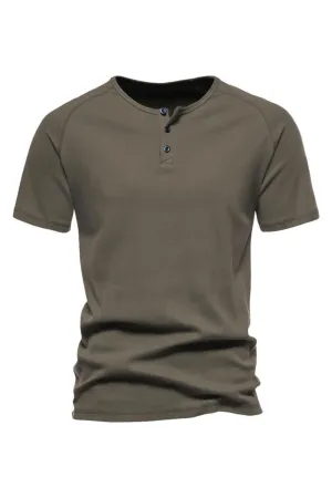 Buttons Summer Short Sleeves Casual Men's T-shirt