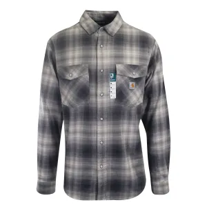 Carhartt Men's Woven Shirt Grey Plaid Long Sleeve (332)