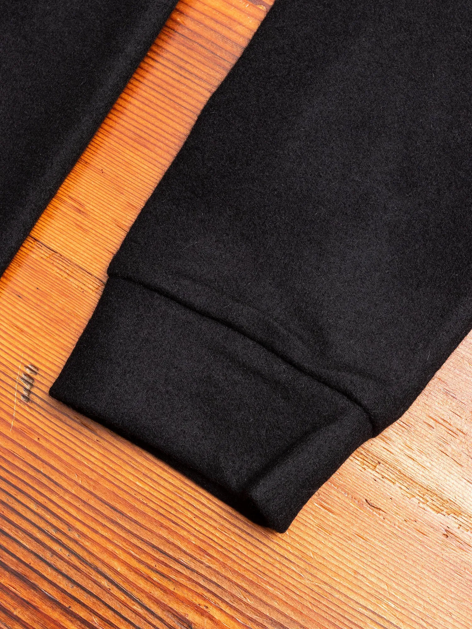 Cashmere Flannel Relaxed Crewneck Sweater in Black