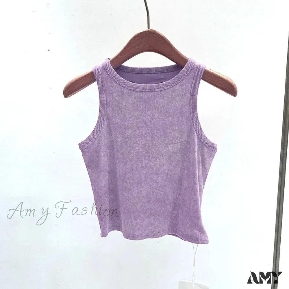 Casual Make Old Vintage Comfortable Style Heavyweight Soft Crop Top