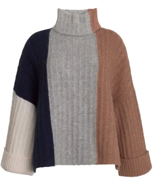 Color Block Talia Turtleneck Poncho