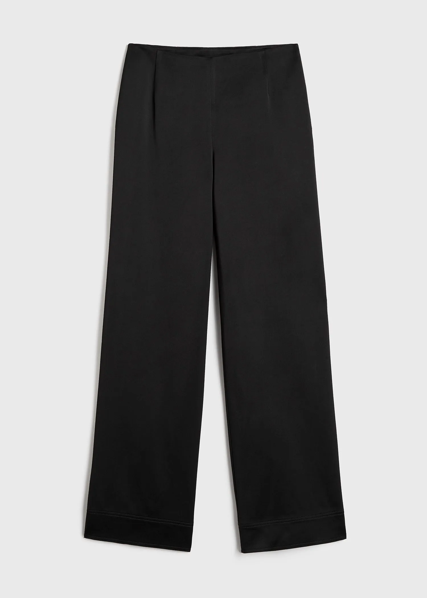 Contrast satin trousers black