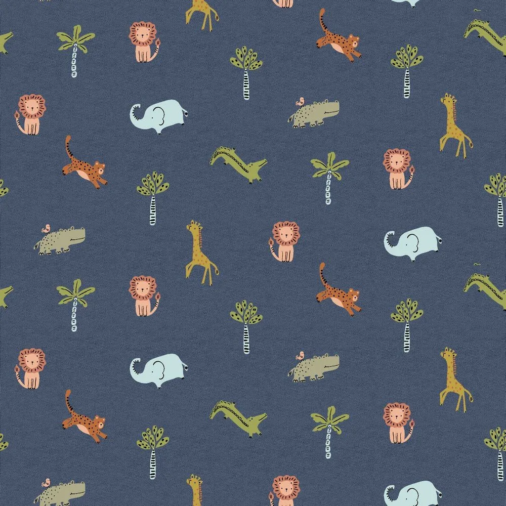 Cotton Jersey Melange  - Jungle Animals