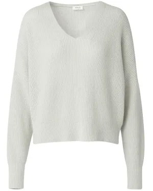 Cream Knit Deep V Neck Pullover