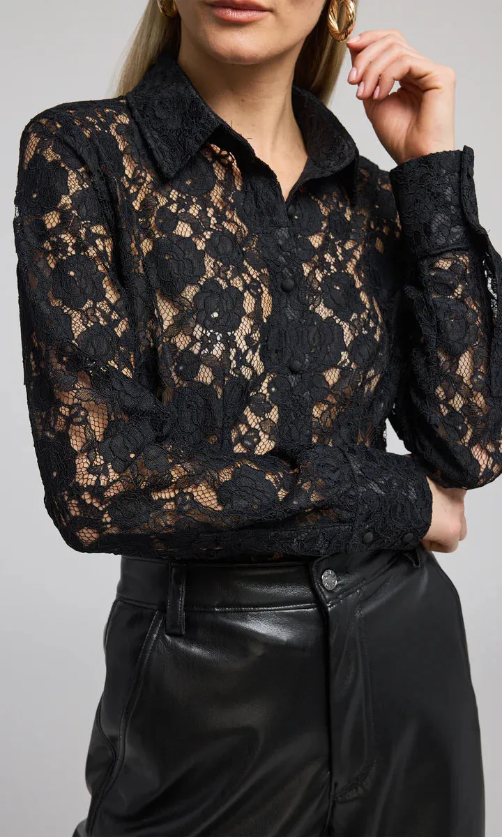 Delania Lace Blouse - Black