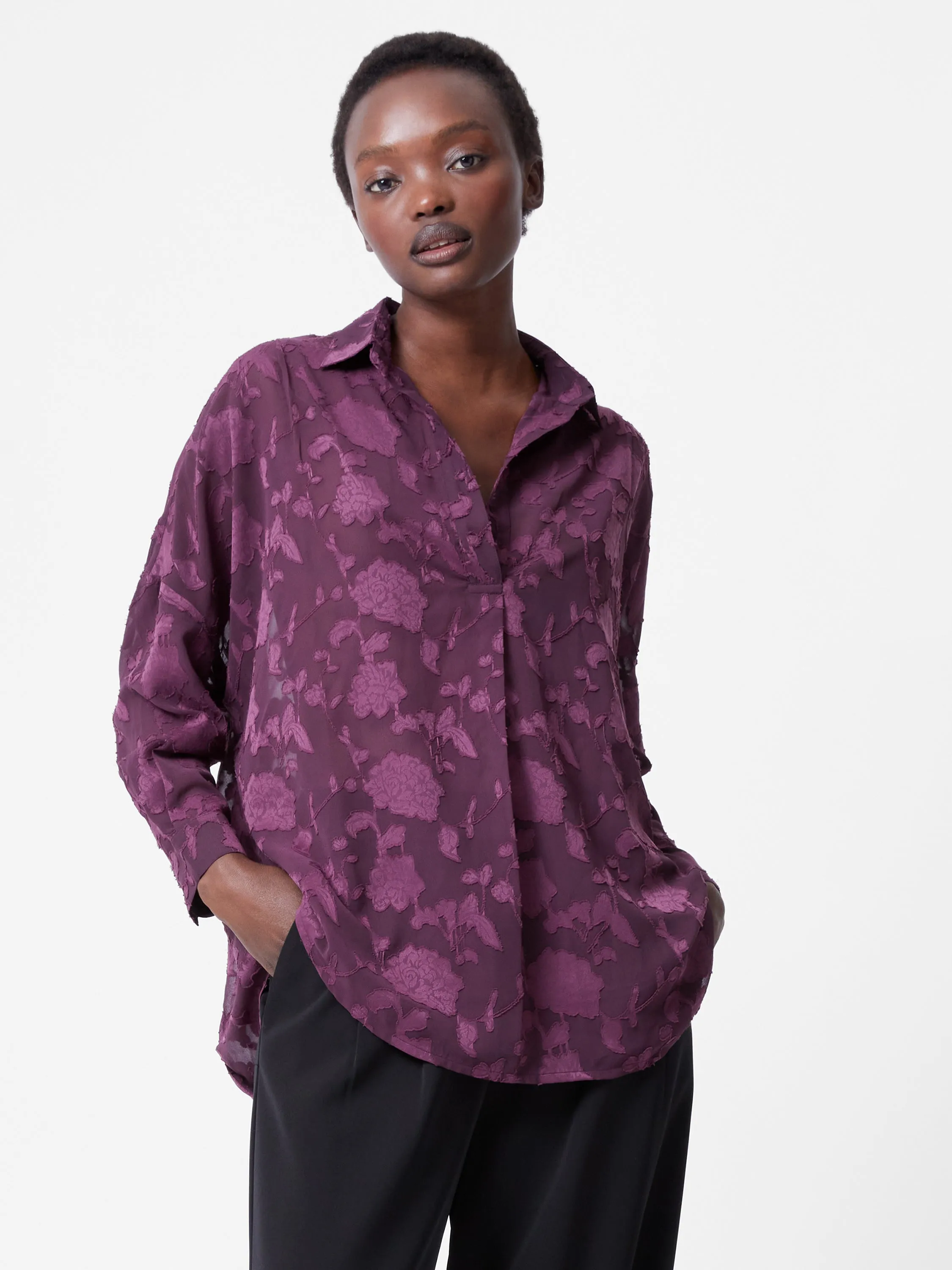 Devore Satin Popover Shirt