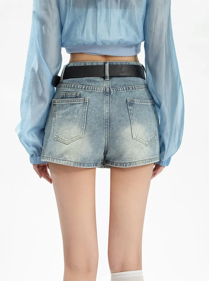 Distressed Denim Mini Skirt