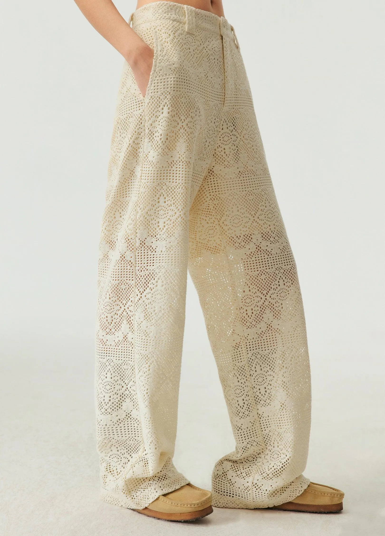 Elegant Unisex Spiral Lace Trousers