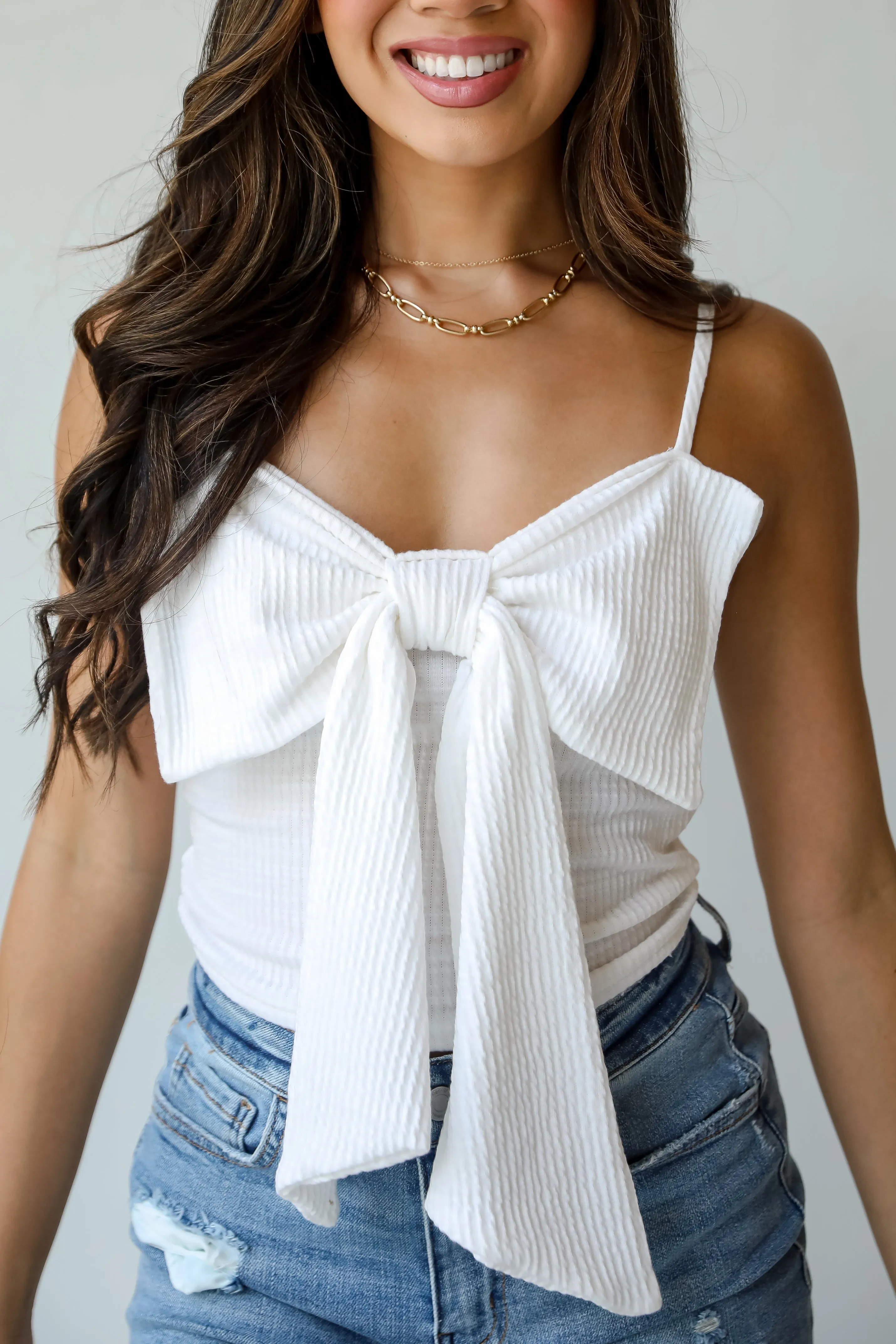 FINAL SALE - Maggie Cropped Bow Tank - DU DEAL