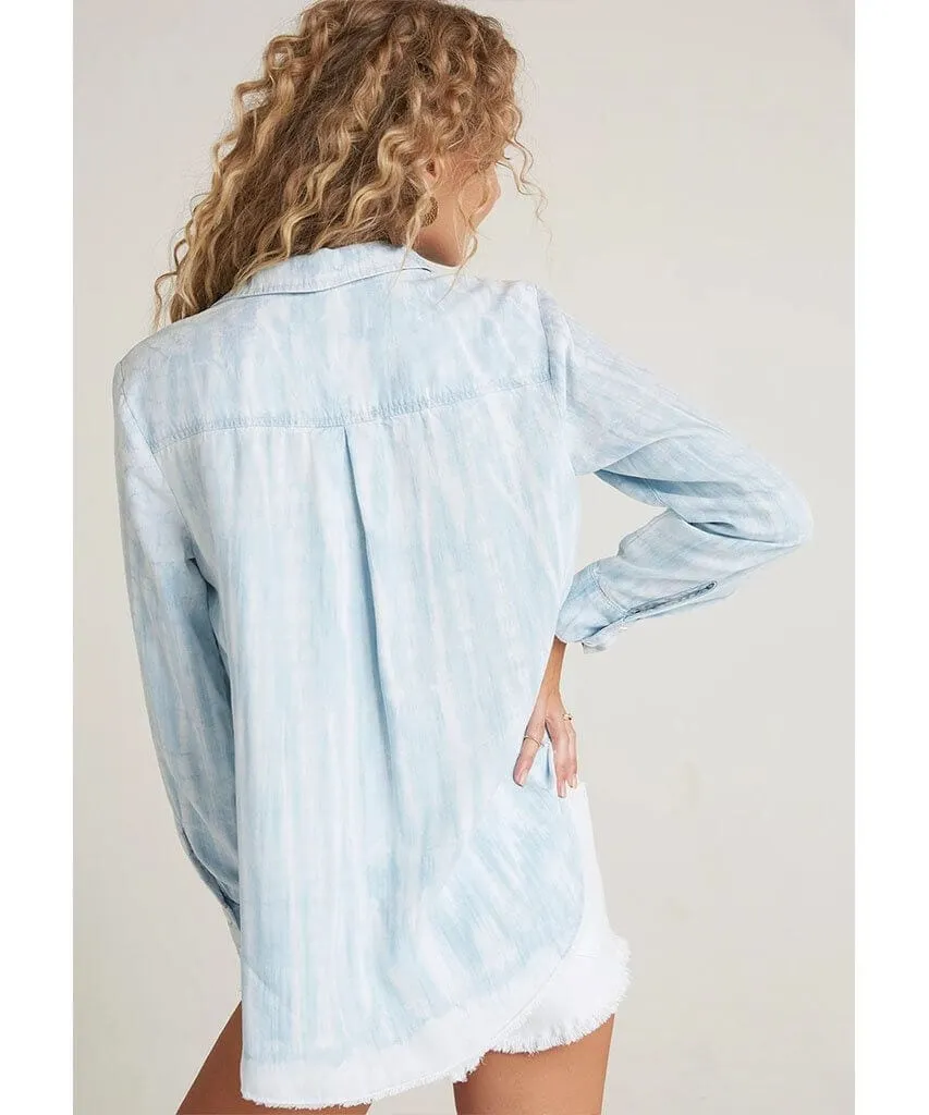 Fray Hem Flowy Button Down Vintage Havana