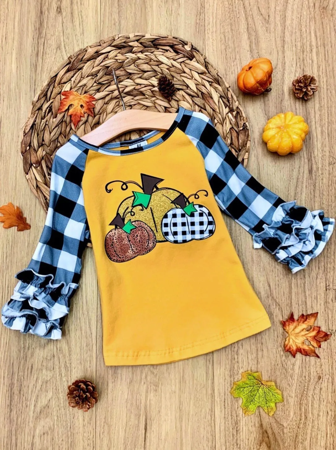 Harvest Time Ruffled Raglan Top