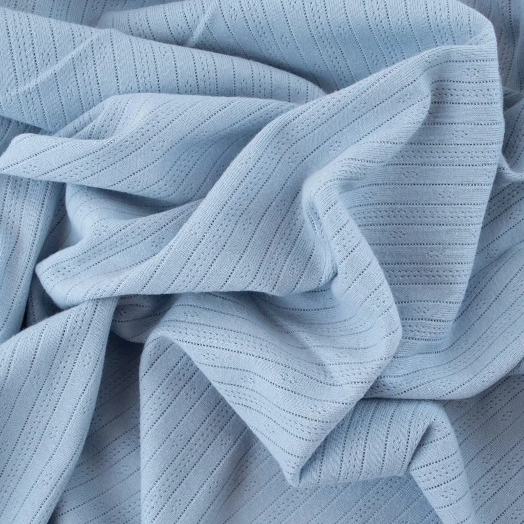 Heavy Pointelle Cotton Jersey - Pale Blue