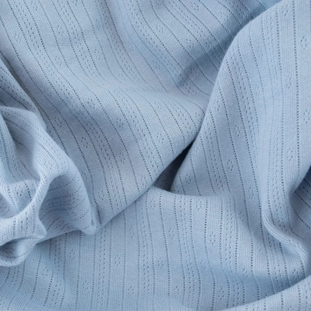 Heavy Pointelle Cotton Jersey - Pale Blue