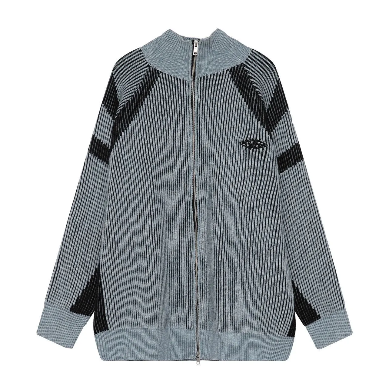 High-Neck Oversize Knit Cardigan