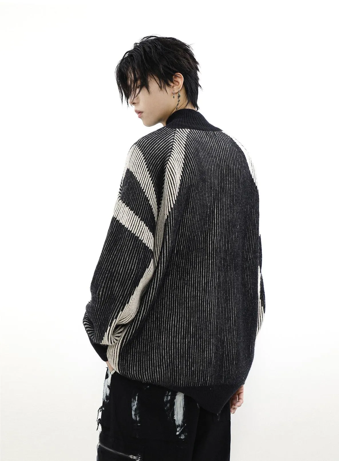 High-Neck Oversize Knit Cardigan