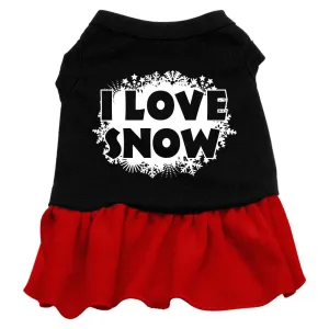 I Love Snow Screen Print Dress Black with Red XXL (18)