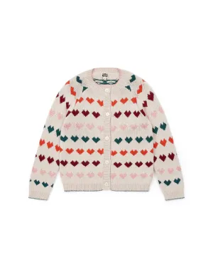 Jacquard Knit Hearts Cardigan