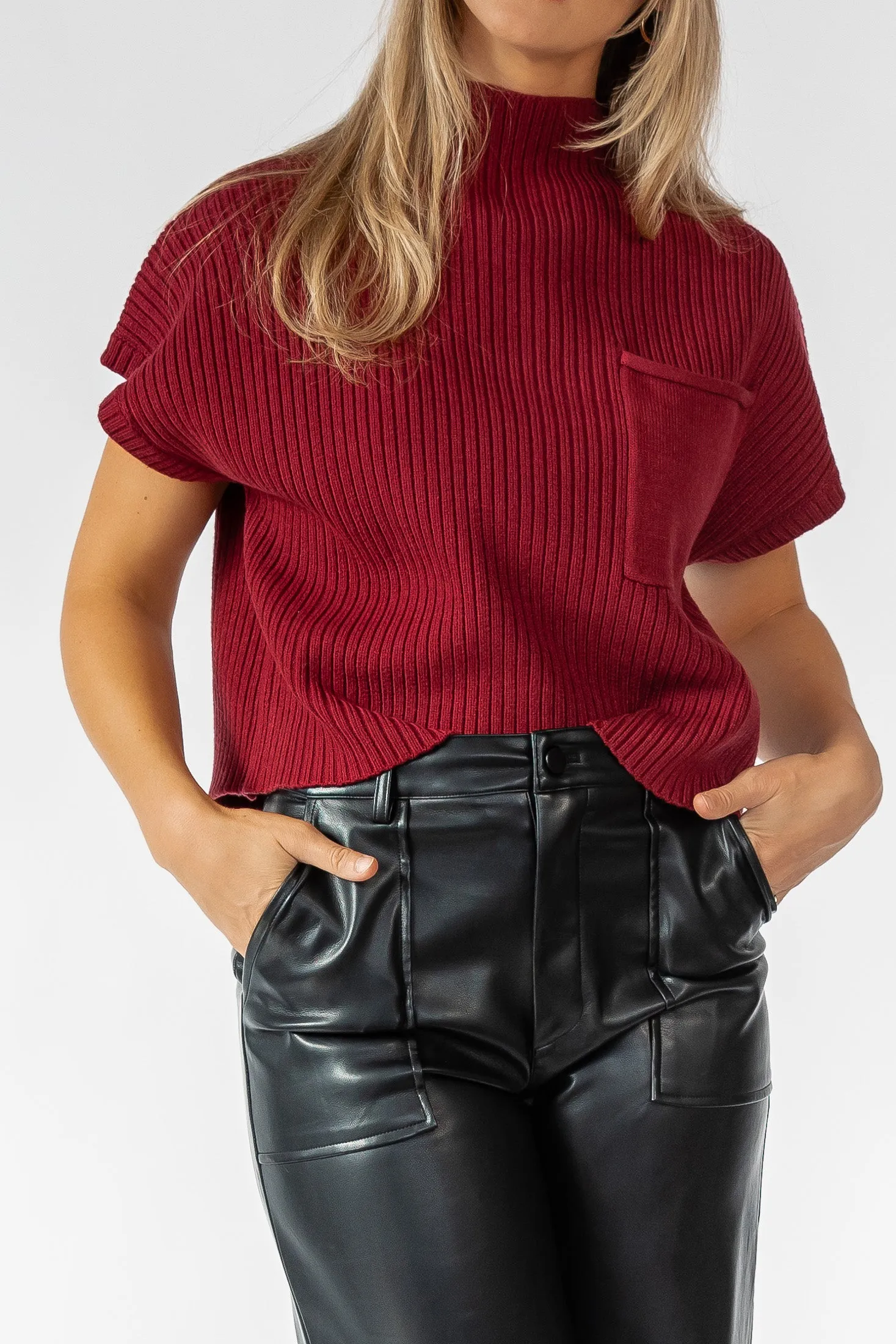 Joliet Ruby Pocket Cropped Sweater - Final Sale