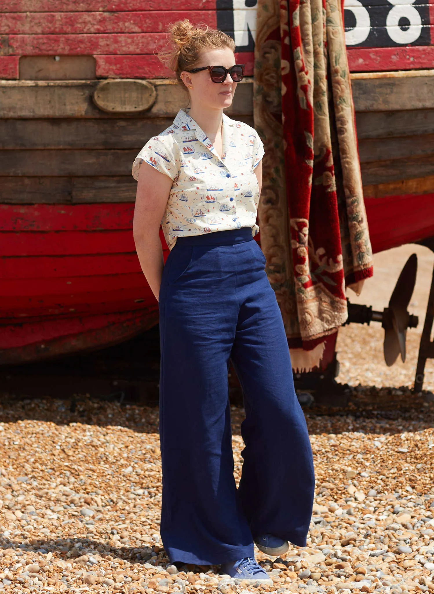 Josephine Trousers - Navy Linen