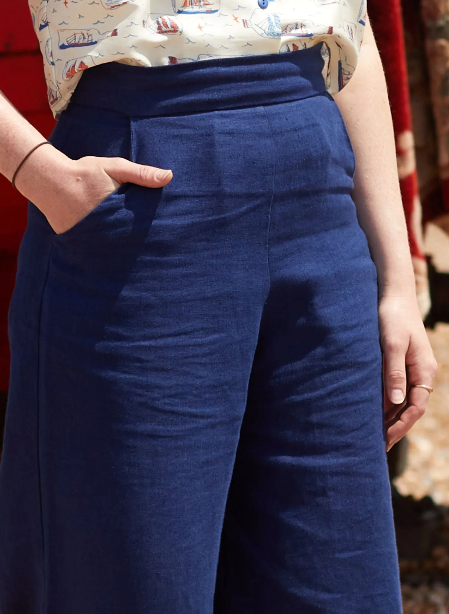 Josephine Trousers - Navy Linen