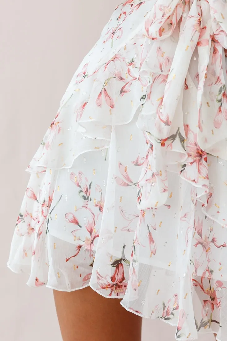 Kerry Floral Layered Dress Beige & Pink