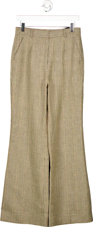 LILYSILK Beige Checkered Wide-Leg Trousers UK 10